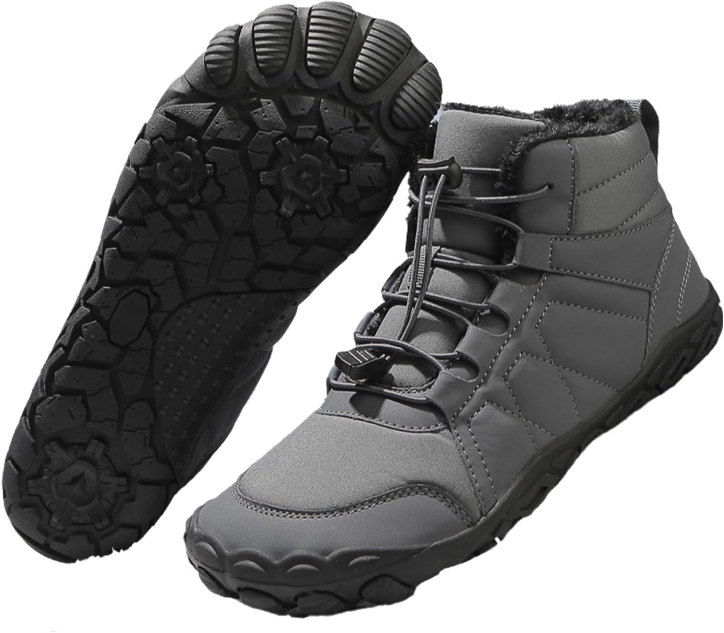 

Зимние ботинки для ходьбы для женщин и мужчин, водонепроницаемые и противоскользящие, снежные ботинки, с мягкой защитой носка Generic, серый