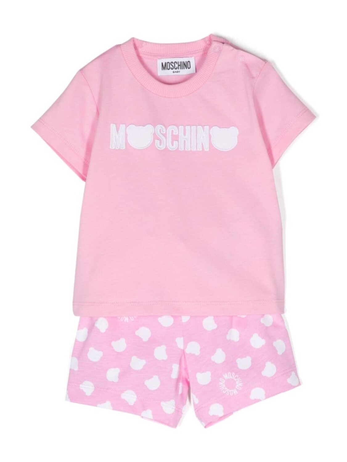 

Moschino Kids комплект из футболки и шортов с нашивкой Teddy Bear, розовый