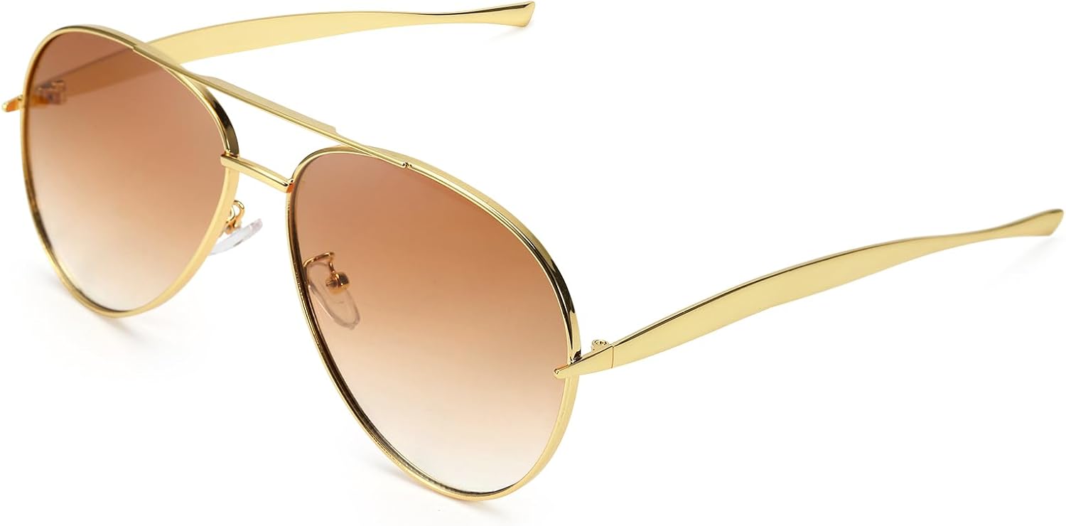 

Солнцезащитные очки-авиаторы SODQW золотистого цвета для женщин и мужчин. Модные дизайнерские солнцезащитные очки с металлической оправой и защитой от УФ-излучения UV400, A02- Gold/Gradient Brown