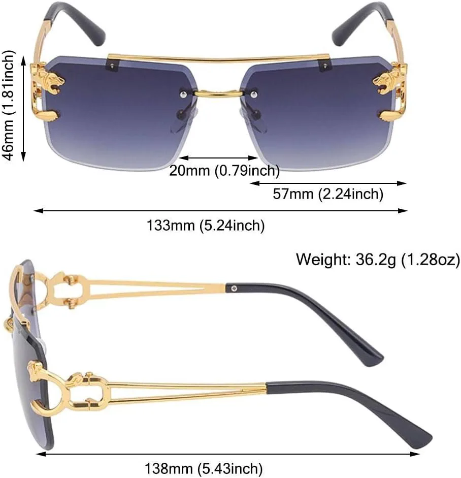 

Ретро солнцезащитные очки без оправы в стиле стимпанк, металлические солнцезащитные очки без оправы, модные очки с защитой от УФ-излучения UV400 TYUVIVO, Grey