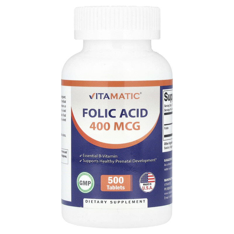 

Vitamatic, Фолиевая кислота, 400 мкг, 500 таблеток