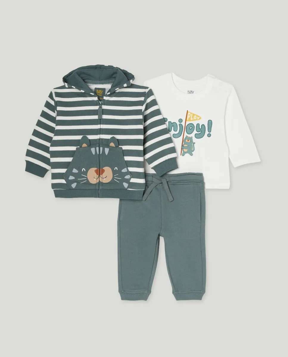 

Комплект из 3 предметов с длинным 3D принтом для мальчика Baby El Corte Inglés, пастельно-бирюзовый