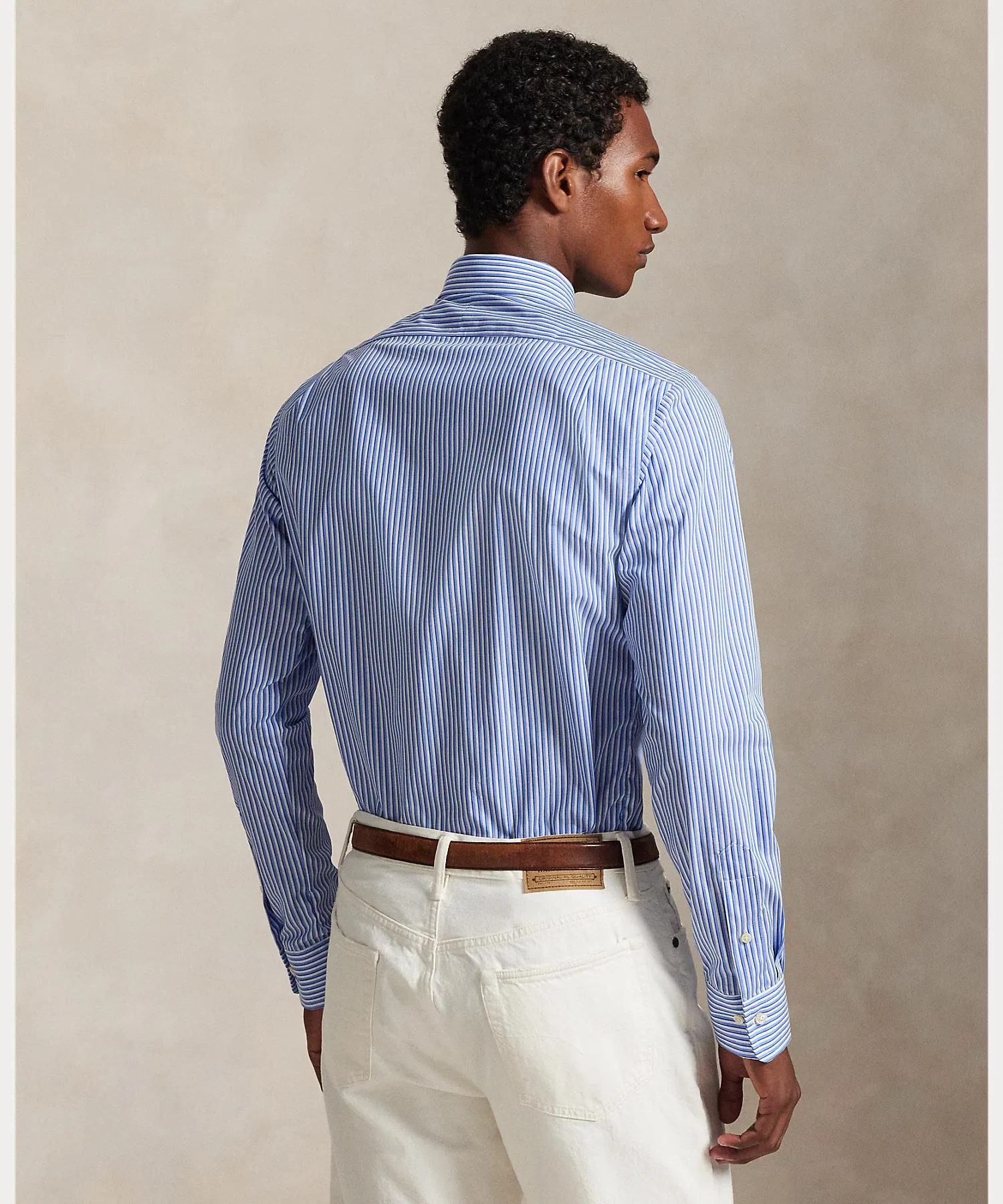 Мужская рубашка в полоску POLO RALPH LAUREN Custom Fit синяя — фото 4