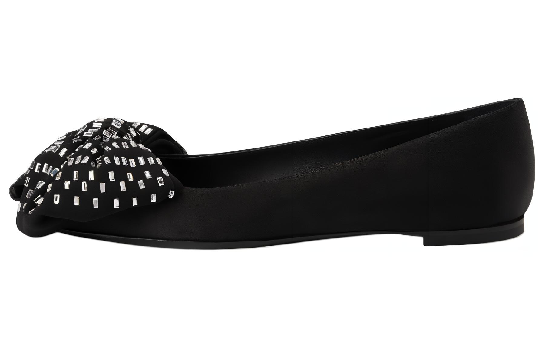Женские балетки Alexandrine Flat с кристаллами и бантом Giuseppe Zanotti, Black