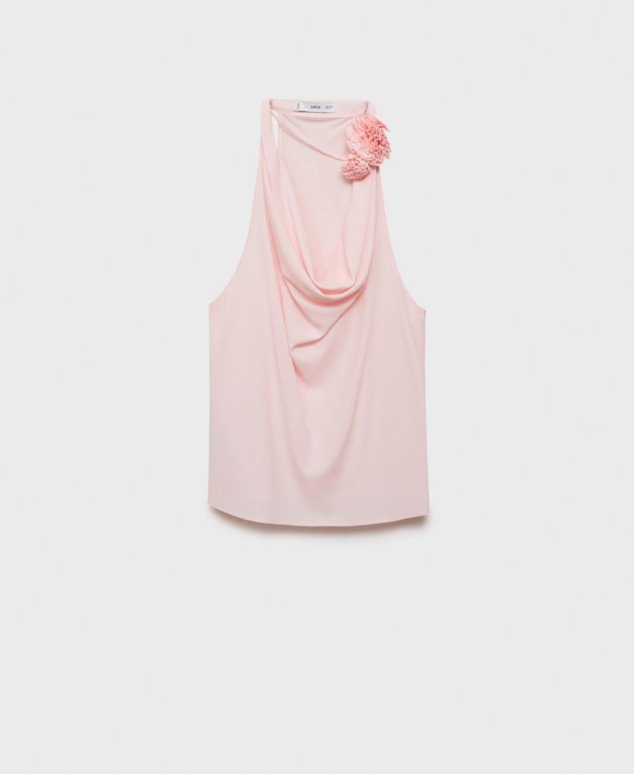 

Женская блузка с цветочным декором и драпировкой MANGO, Pastel Pink