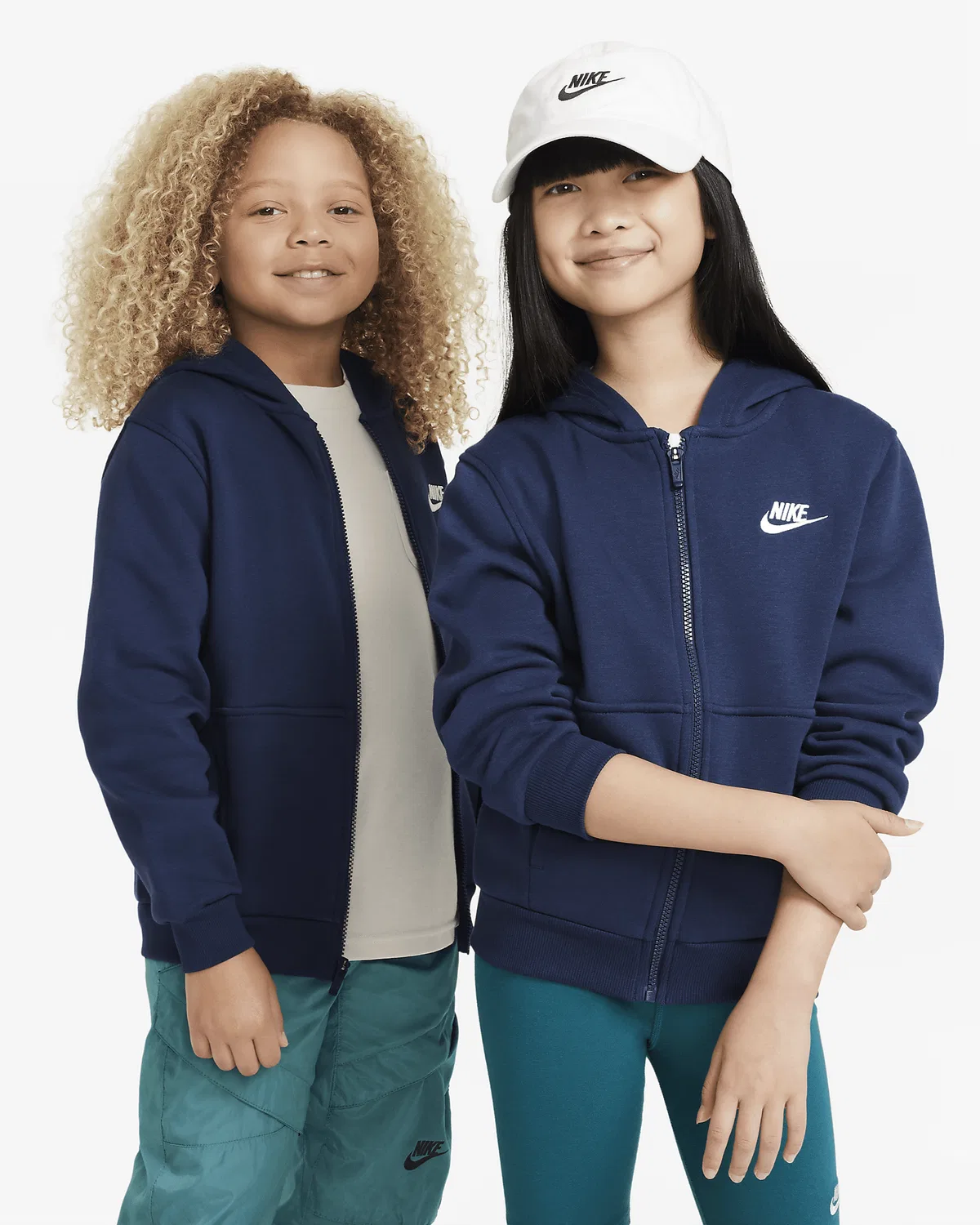 Детская худи Nike Sportswear Club Fleece на молнии, Midnight Navy/White