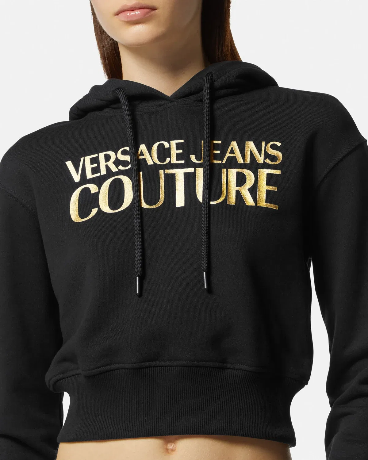 Укороченная толстовка с логотипом VERSACE, черный — фото 3