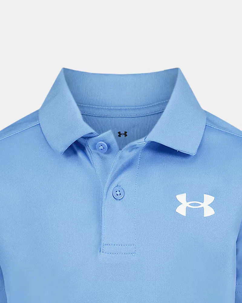 Поло для мальчиков с влагоотводящей тканью Matchplay Solid UnderArmour, Horizon Blue/White — фото 2