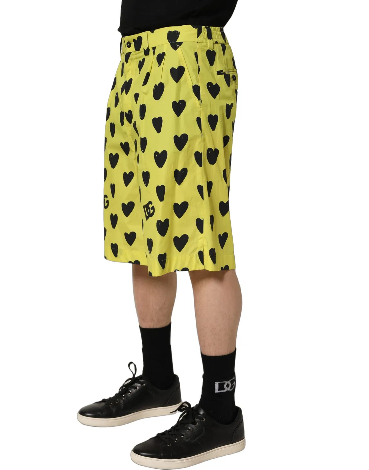 Мужские шорты-бермуды с принтом сердца, модель Bermuda Shorts, Dolce & Gabbana, Yellow — фото 4