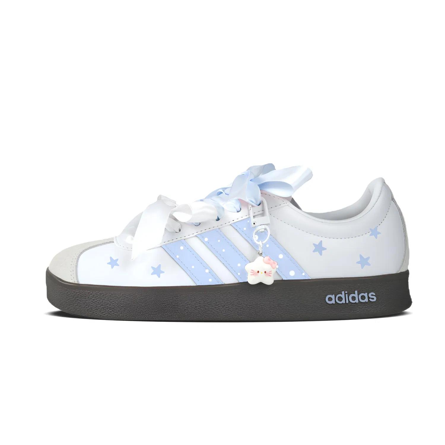 Детские кроссовки из замши и кожи с принтом Adidas Vl Court Classic Blue Star, Белый