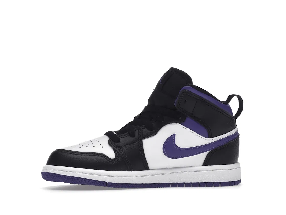 Детские кроссовки с кожаным верхом Jordan 1 Mid Jordan, Black/Dark Iris/White — фото 3
