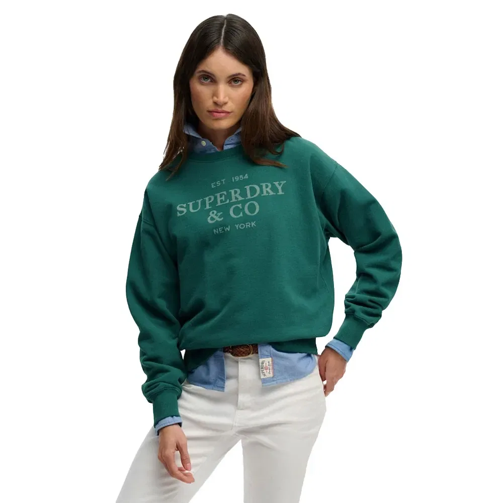 Свитшот свободного кроя Superdry Luxe Casual Loose Crew, зеленый