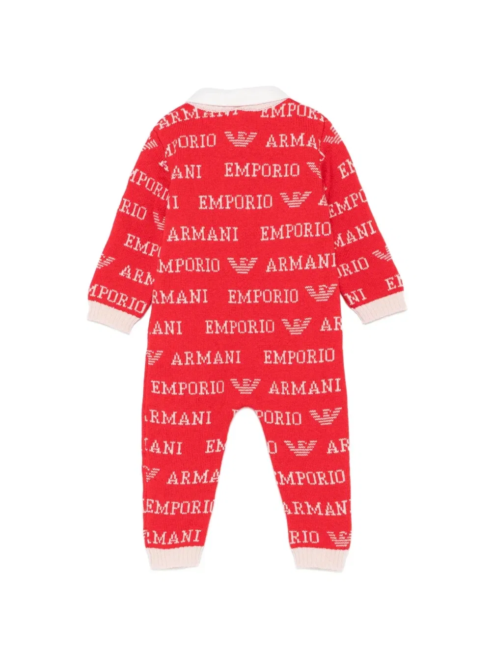 Ромпер с ложным ворником и интарсией логипа Emporio Armani Kids, красный — фото 2