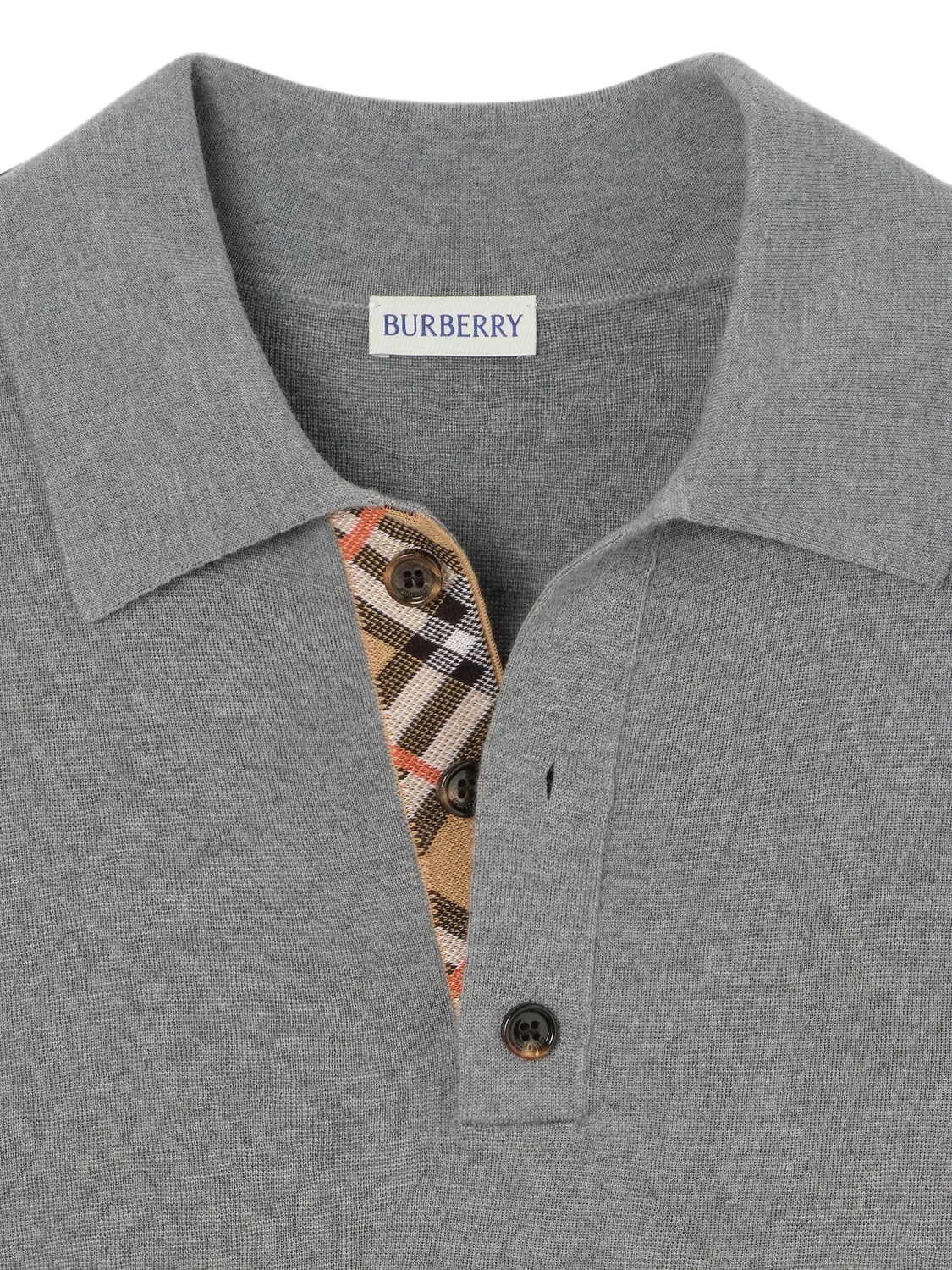 Шерстяная рубашка поло с длинными рукавами Burberry, серый — фото 4