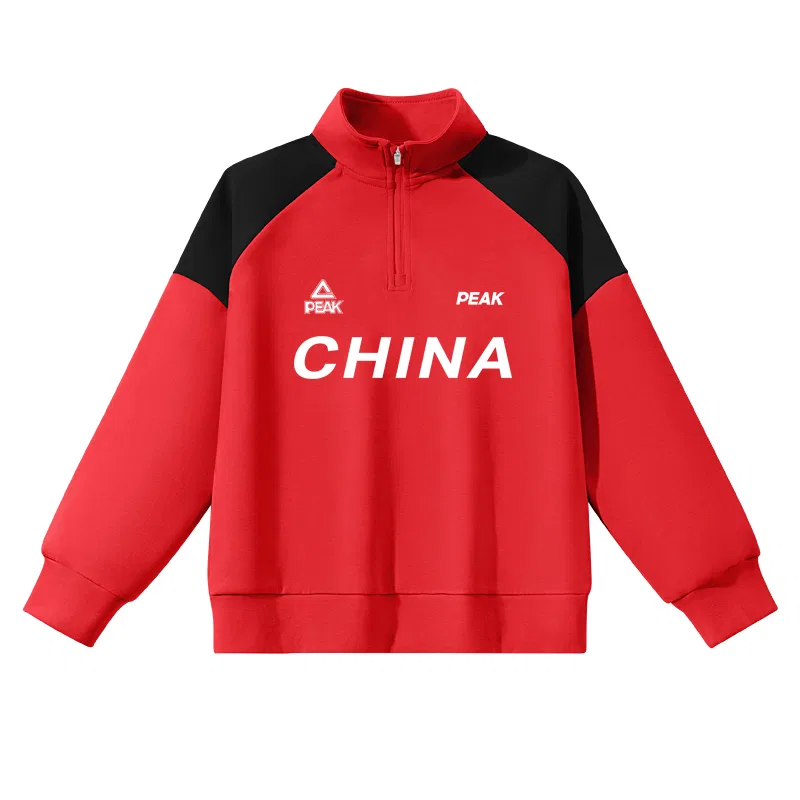 Детская толстовка с полуотложным воротником PEAK, Red/PK China Text