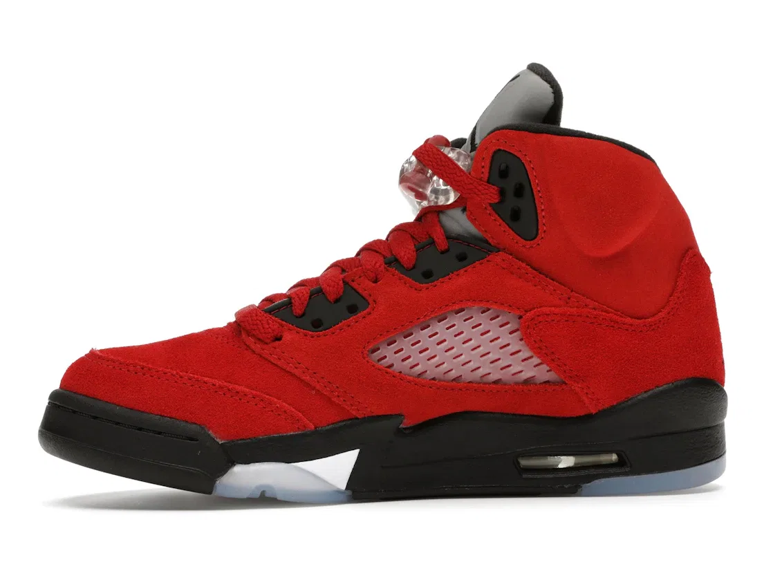 Детские кроссовки для мальчиков с замшевым верхом Jordan 5 Retro, Varsity Red/Black-White — фото 3