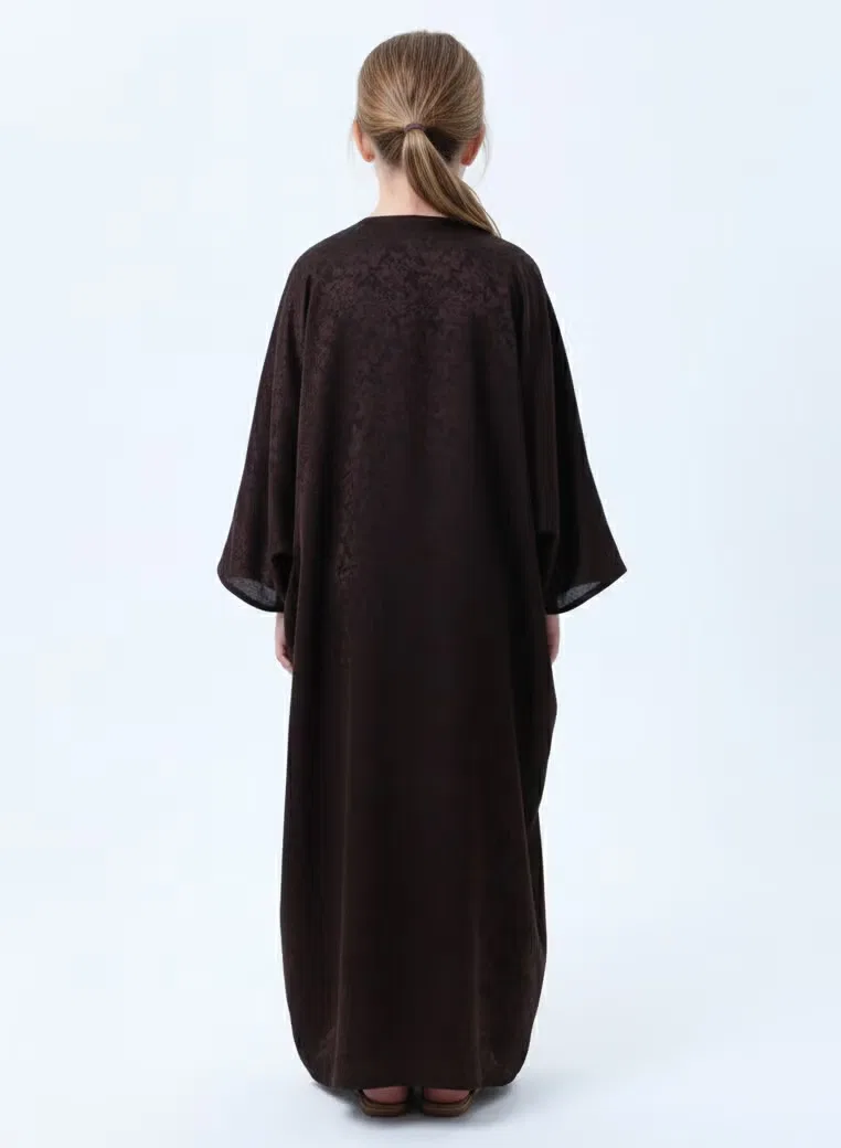 Msquare Fashion Абая детская легкая из сатина с хиджабом, коричневый — фото 3