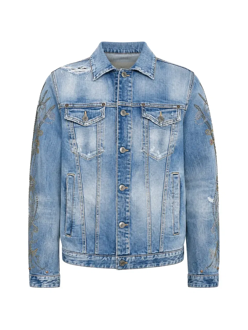 Западная куртка, украшенная стразами Dsquared2, синий