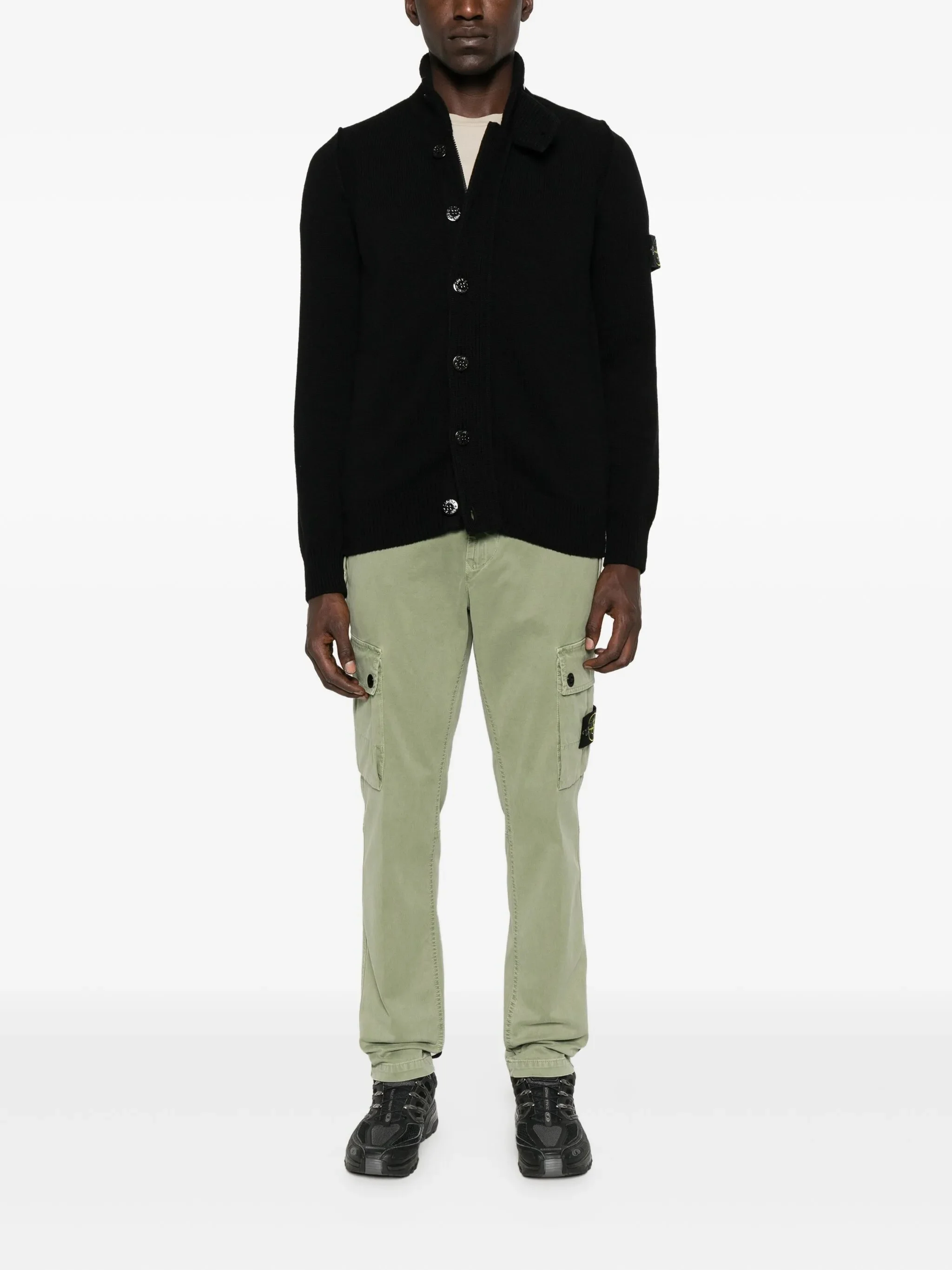Кардиган Stone Island High Neck Buttoned, черный