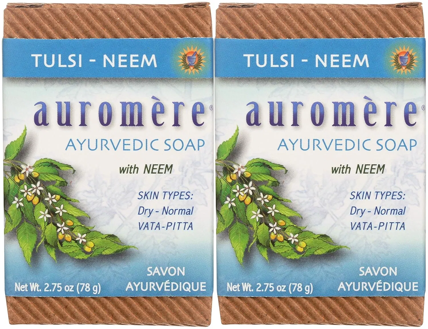 Твердое мыло Аюрведическое Tulsi Neembar Auromere, 2 шт., 78 мл