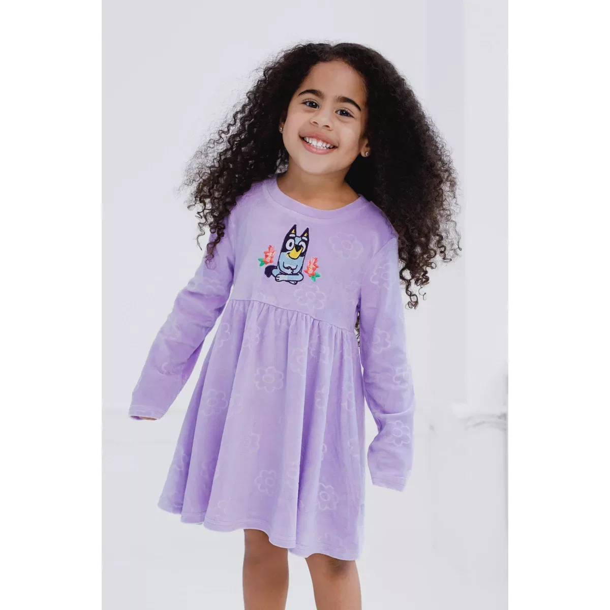 Детское платье для девочек с длинным рукавом Bluey, Lavender — фото 3