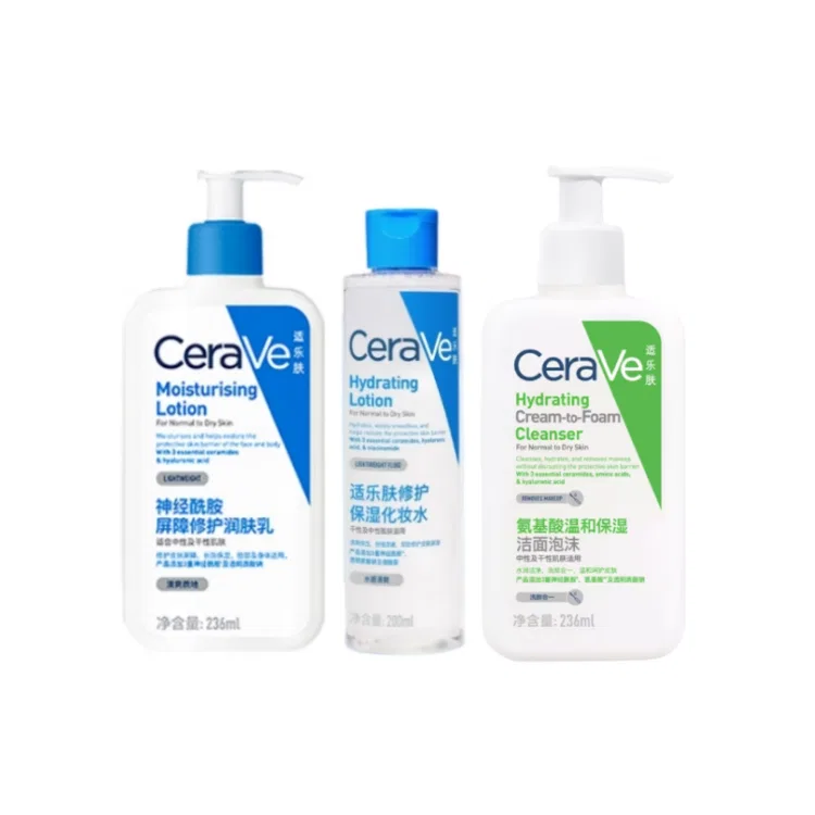 Набор средств для ухода за кожей с аминокислотами CeraVe, Amino Acids Bubbles Cleanser 236ml + C Serum 236ml + Barrier Repair Water 200ml, Цвет: не указан