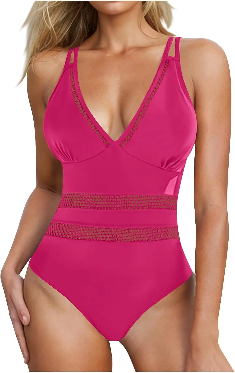 Женский слитный купальник с запахом Push Up, Hot Pink