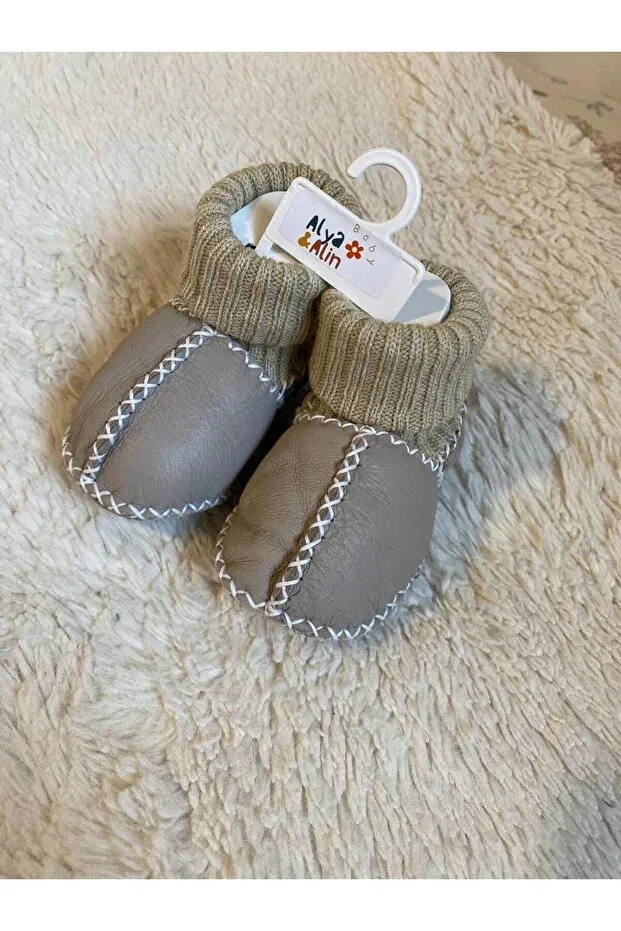 Детские пинетки из натуральной кожи Alya&Alin Baby, Mink