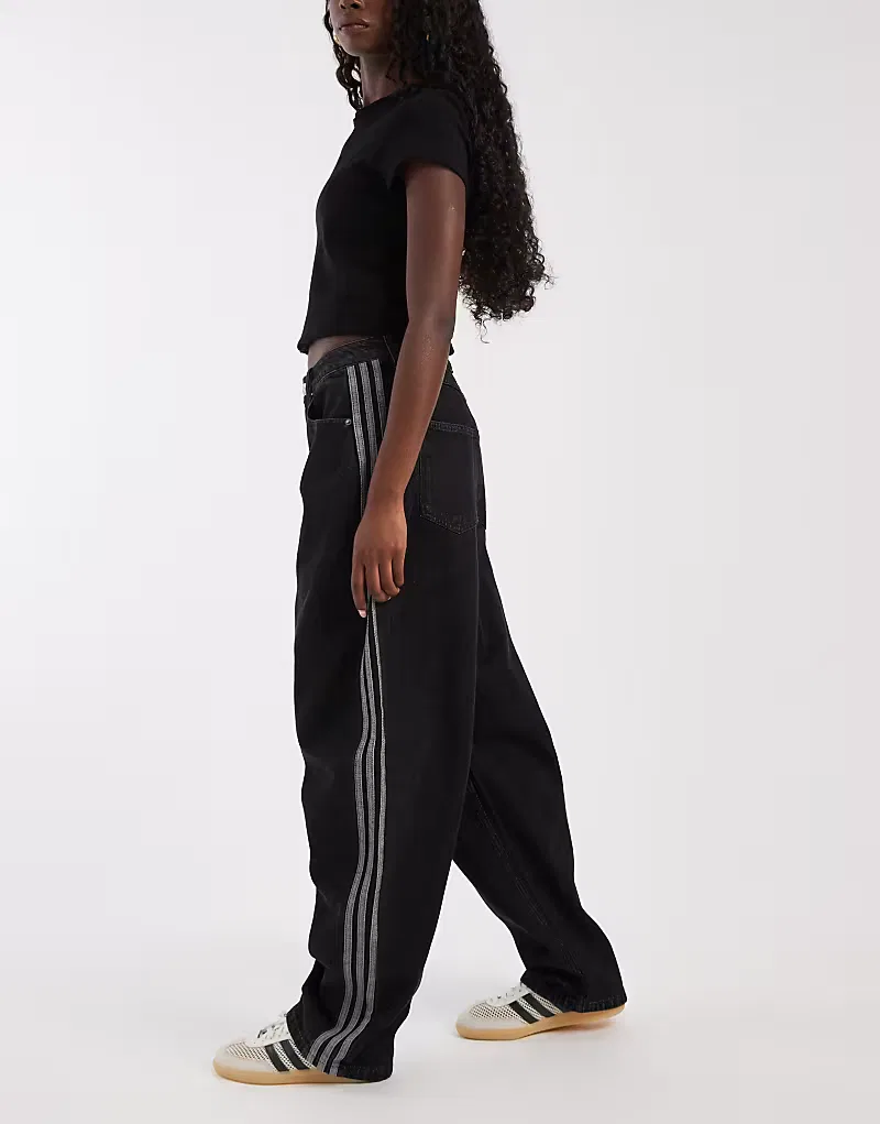 Джинсы Adidas Originals с завышенной талией, черный — фото 3