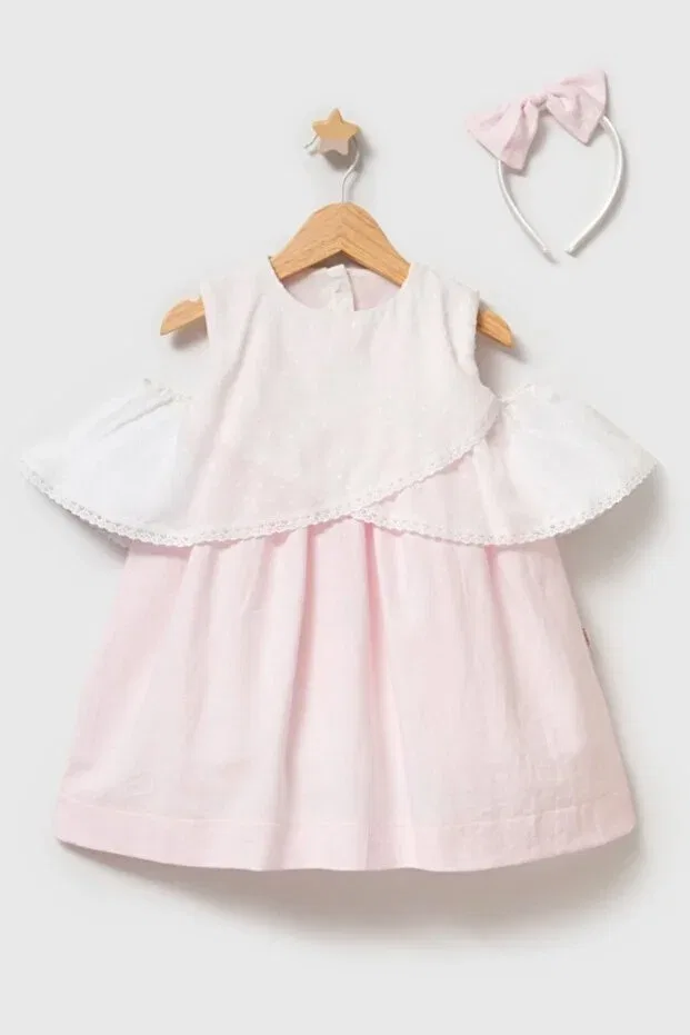 Детское платье для девочек кружевное с бретельками Mixmax Bebe, Pink