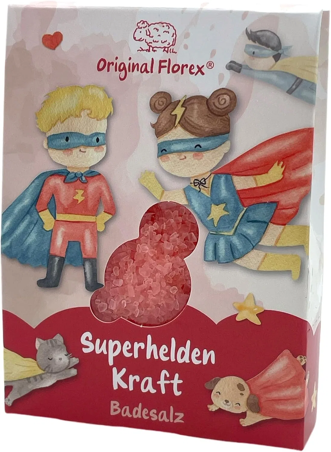 Соль для ванны Unicorn Superheroes Kraft, 120 г, Florex GmbH, Розовый