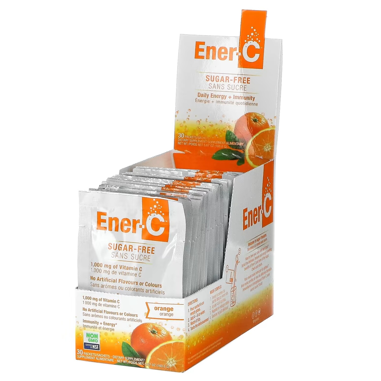 

Ener-C витамин C смесь для приготовления мультивитаминного напитка со вкусом апельсина без сахара 1000 мг, 30 пакетиков