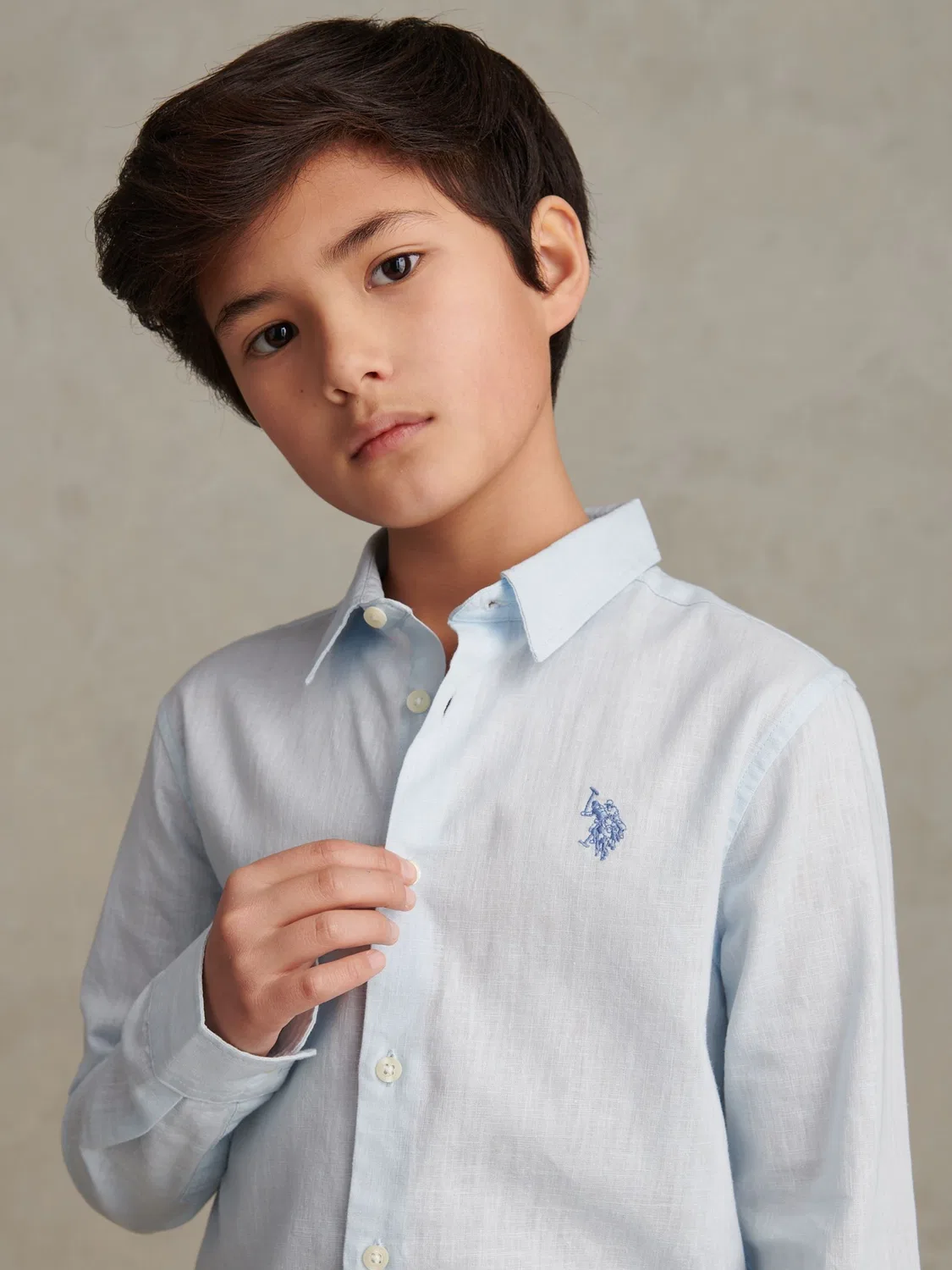 Рубашка из льняной смеси U.S. Polo Assn, синий — фото 2