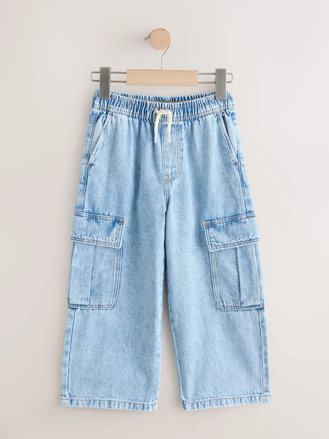 Джинсы карго на резинке, деним Bleach Denim Next — фото 4