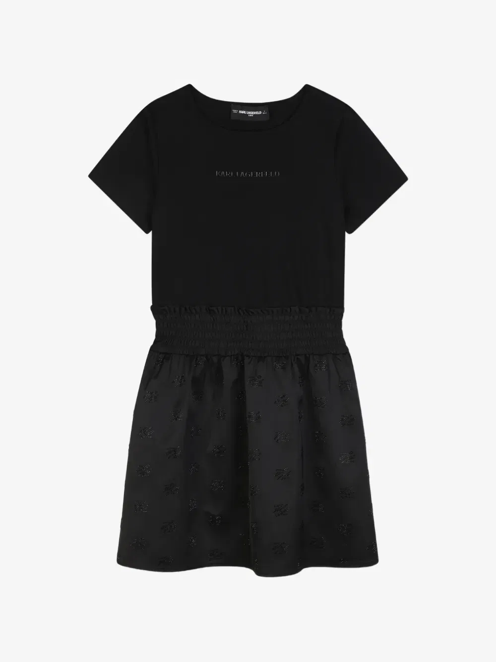 Платье с присборенной талией Karl Lagerfeld Kids, черный