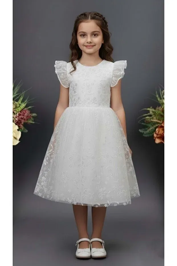 Детское платье для девочек с коротким рукавом Mnk Baby&Kids, White — фото 2