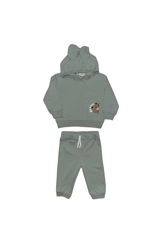 Детский спортивный костюм с принтом Panda Minikaya, Water Green