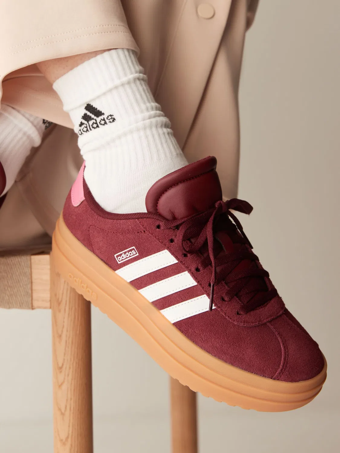 Кроссовки VL Court Bold adidas, бордово-красные
