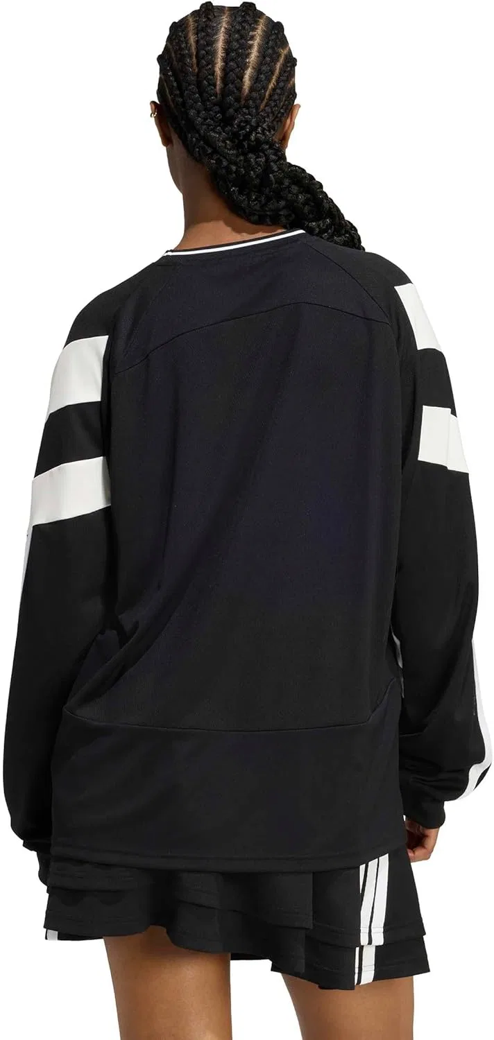 Женская футболка свободного кроя House of Tiro adidas, Black/Off White — фото 3