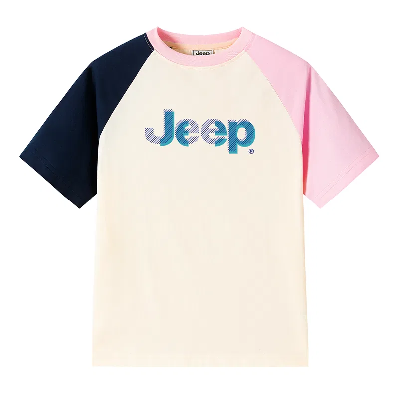 Детская футболка хлопковая с принтом Jeep, Cherry Blossom Pink