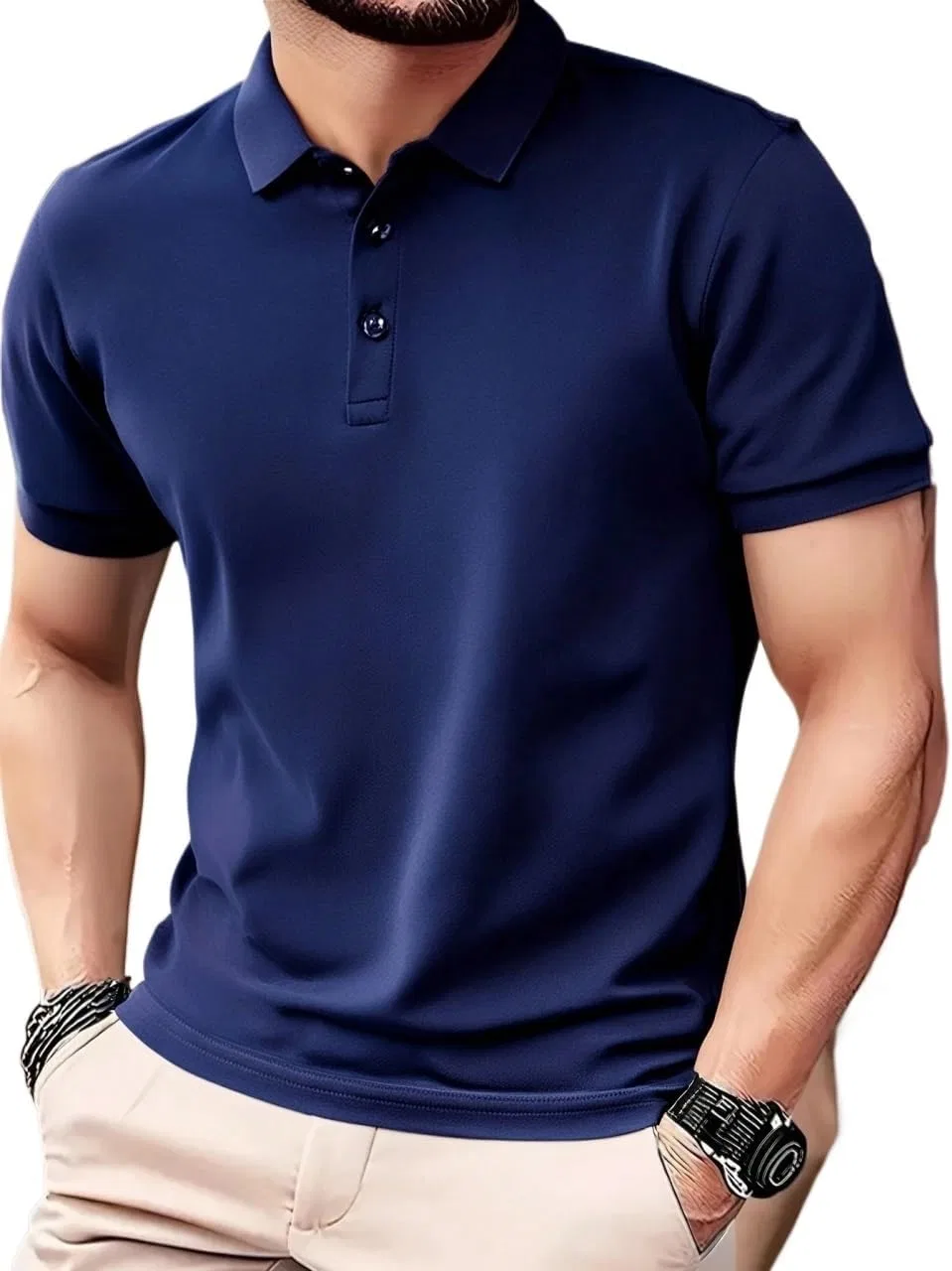 Мужская офисная рубашка с коротким рукавом, Blue