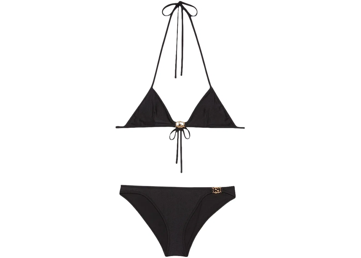 Женское бикини с принтом Bikini Gucci, Black/Gold-Tone