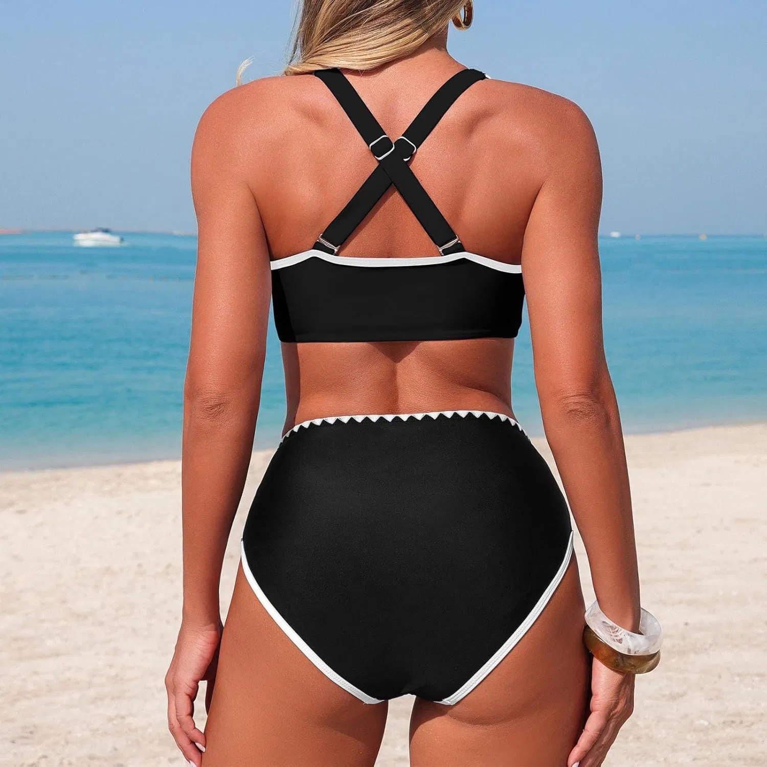 Женский бикини-комплект с утяжкой живота Push-up, Black — фото 3
