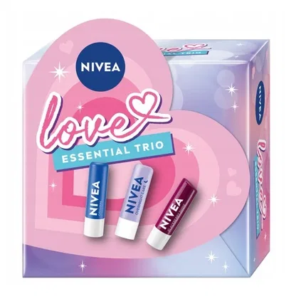 Набор бальзамов для губ Love Essential Trio Original Overnight Care Blackberry Shine Nivea, 3x48 г