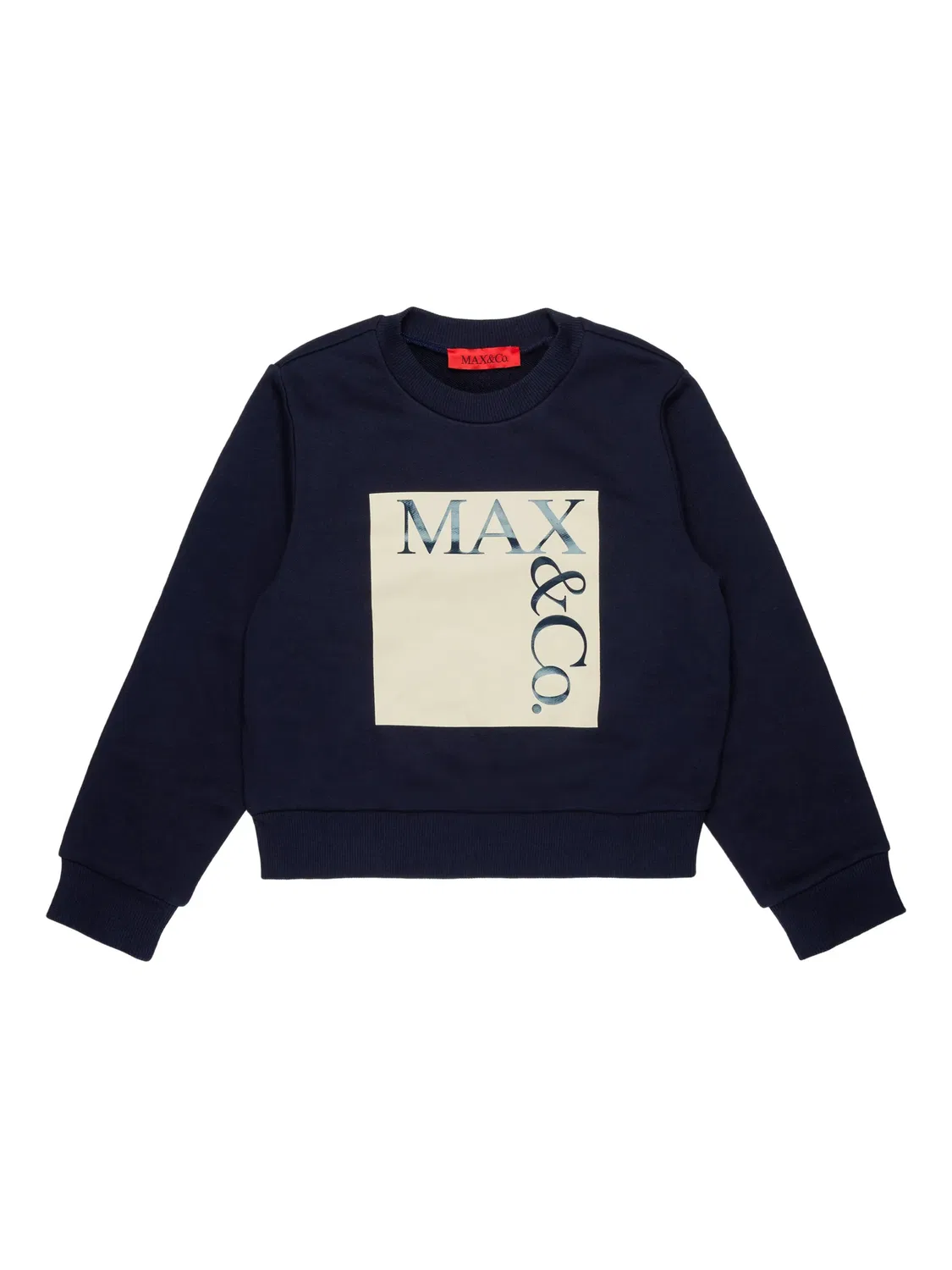 Свитшот с круглым вырезом и логотипом MAX&Co., темно-синий