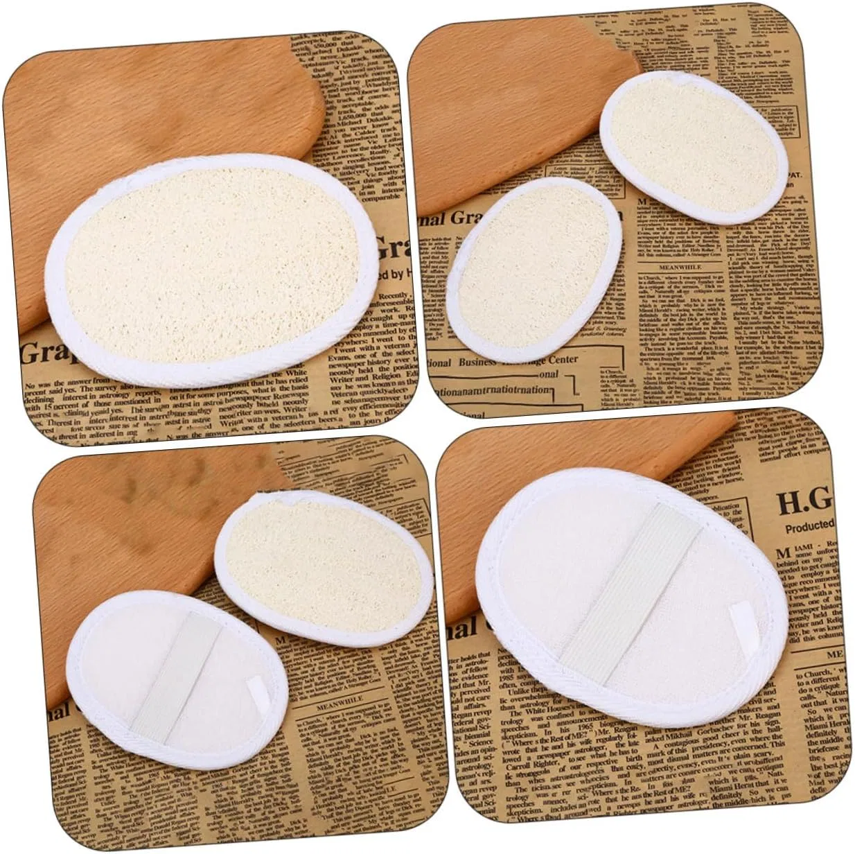 Мочалка для тела Natural Loofah с подвесом, 2 шт, VALICLUD, Beige — фото 4