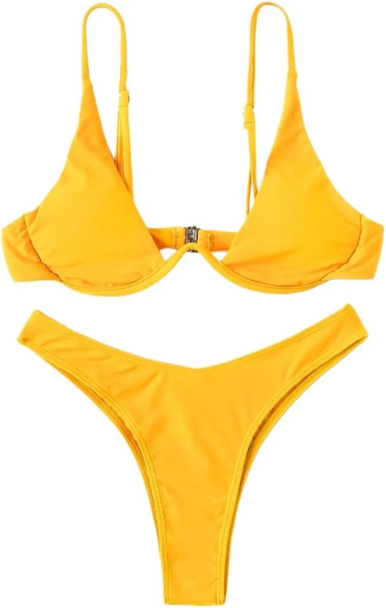 Женский бикини-сет с завышенной талией CIVOUX, Mustard Yellow