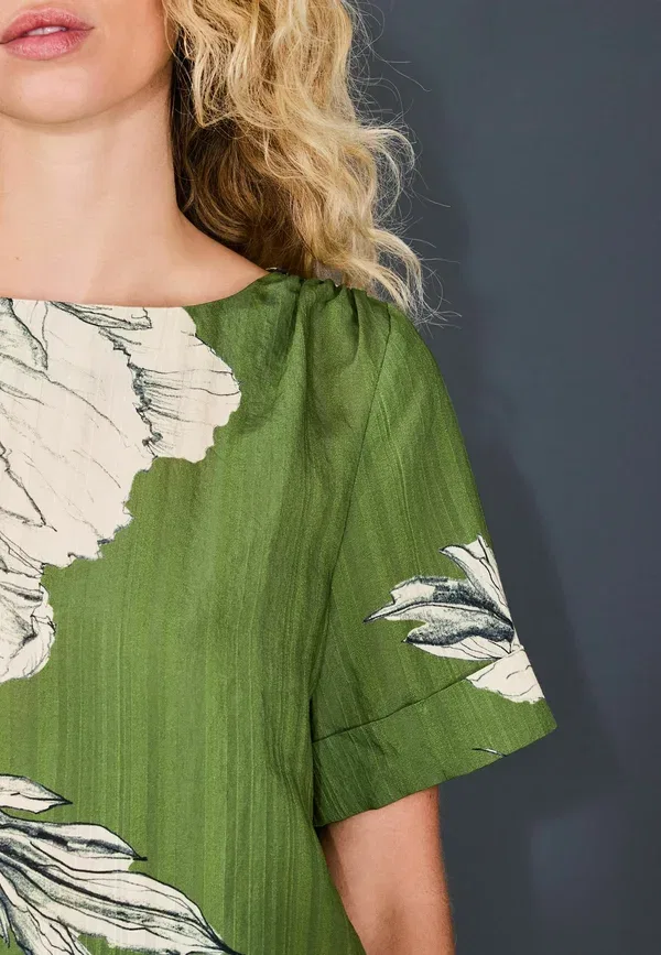 Блуза с цветочным принтом Blouse Next, green floral print, зеленый — фото 4