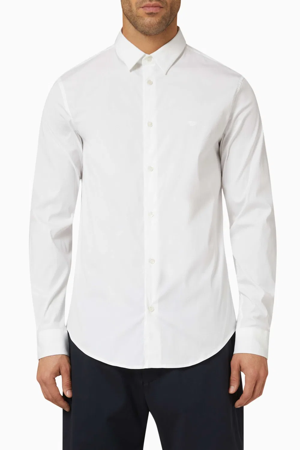 Рубашка хлопковая Micro Eagle Logo Emporio Armani, белый