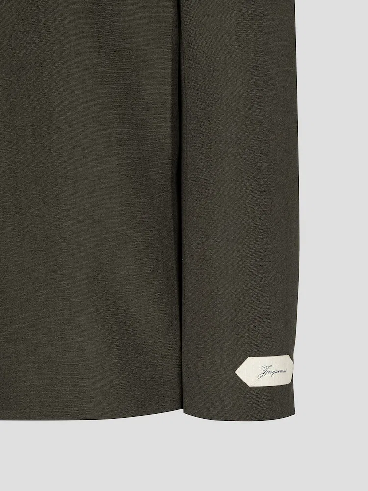 Жакет оверсайз La Veste Carree JACQUEMUS, Dark Khaki — фото 4